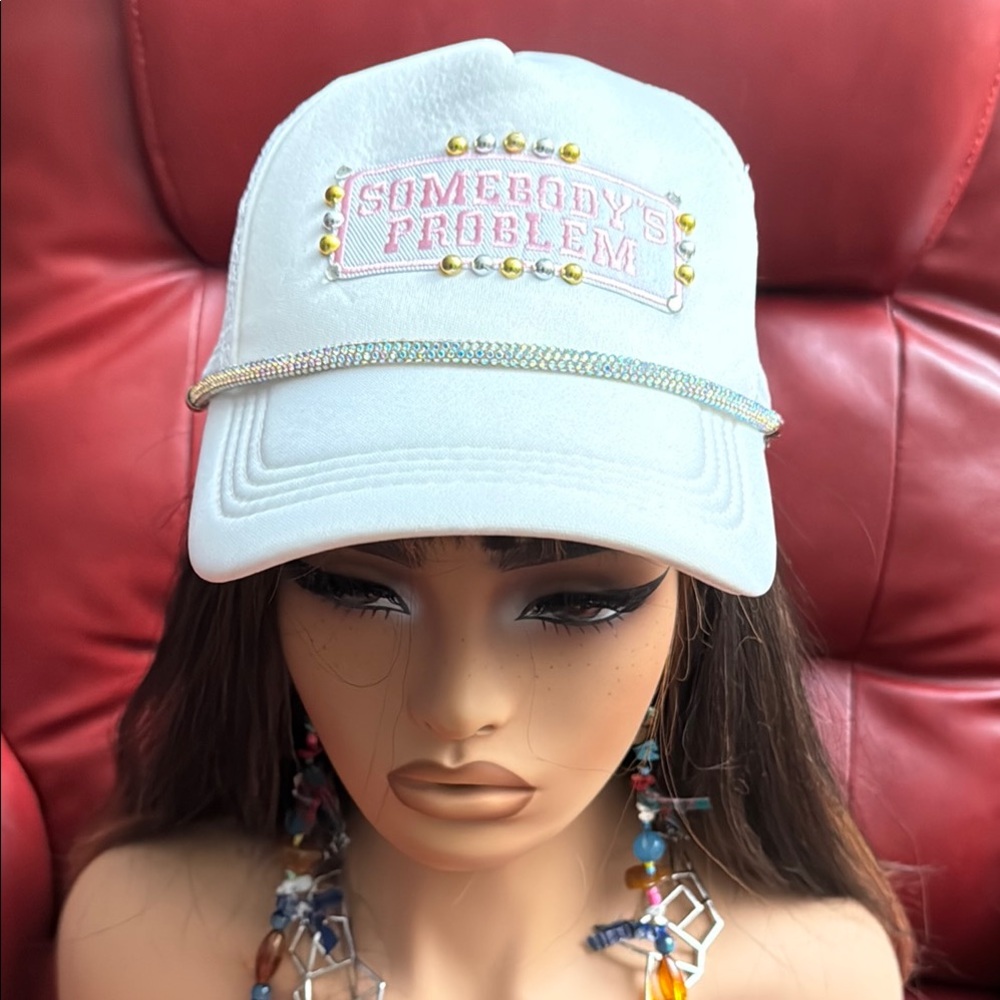 White Embellished Cap